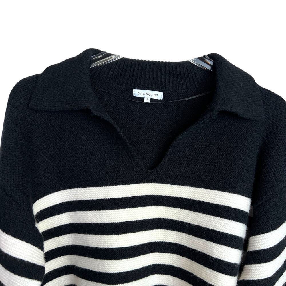 CRESCENT Corbin Striped Knit Sweater in Black & White Women's Size Small - Picture 6 of 9